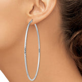 Sterling Silver Hoop Earrings, Large Polished Tube Style with Subtle Texture, Modern Minimalist Design