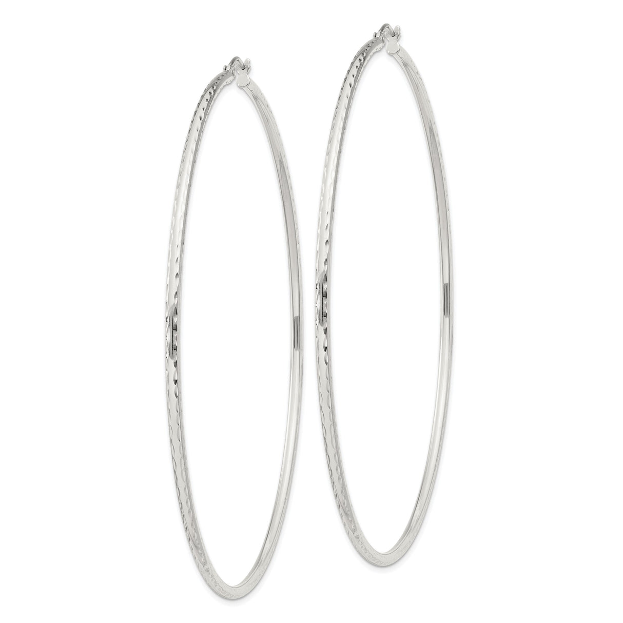 Sterling Silver Hoop Earrings, Thin Lightweight Textured Medium Round Design for Women