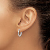 Sterling Silver Hoop Earrings, Textured Hammered Design, Hinged Closure, Lightweight for Women