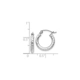 Sterling Silver Hoop Earrings, Textured Hammered Design, Hinged Closure, Lightweight for Women