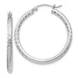 Sterling Silver Hoop Earrings, Diamond Cut with High Polish and Textured Finish