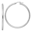 Sterling Silver Hoop Earrings with Faceted Diamond-Cut Finish and Latch Back Closure
