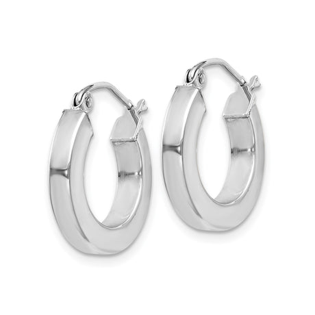 Sterling Silver Hoop Earrings, Rhodium Plated Round Minimalist Design for Women and Men