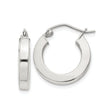 Sterling Silver Hoop Earrings with Polished Finish, Thick Round Tube, Hinged Clasp, Minimalist Style