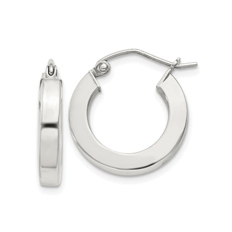 Sterling Silver Hoop Earrings with Polished Finish, Thick Round Tube, Hinged Clasp, Minimalist Style