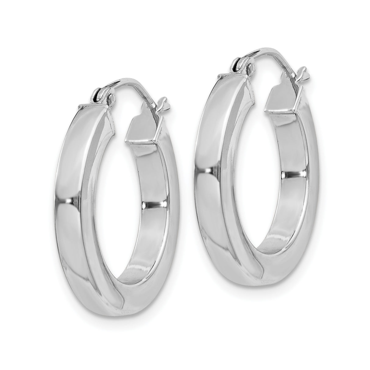 Sterling Silver Hoop Earrings, Classic Round Polished Style with Hinged Back Clasp