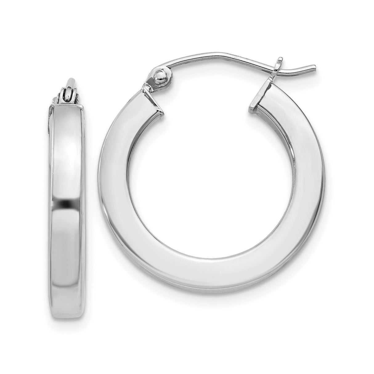 Sterling Silver Hoop Earrings, Classic Round Polished Style with Hinged Back Clasp