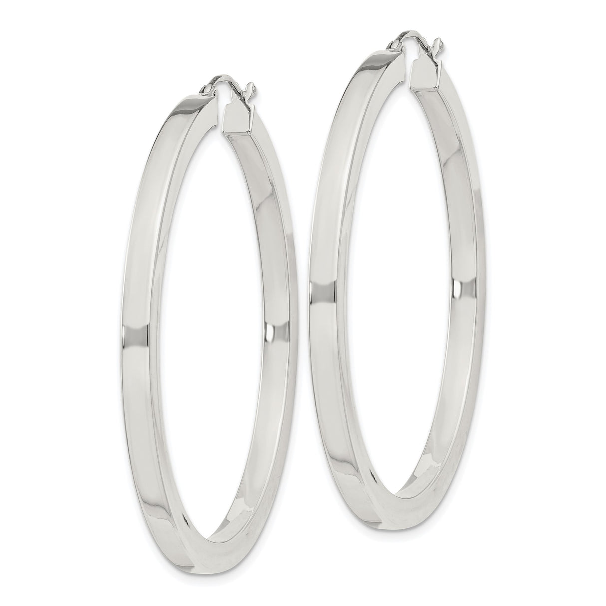Sterling Silver Hoop Earrings, Large Polished Round Hoops, Minimalist Classic Style