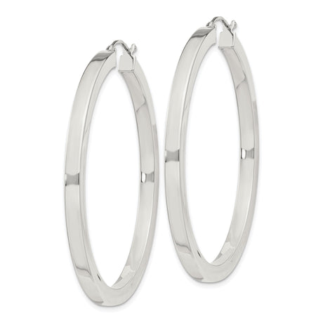 Sterling Silver Hoop Earrings, Large Polished Round Hoops, Minimalist Classic Style