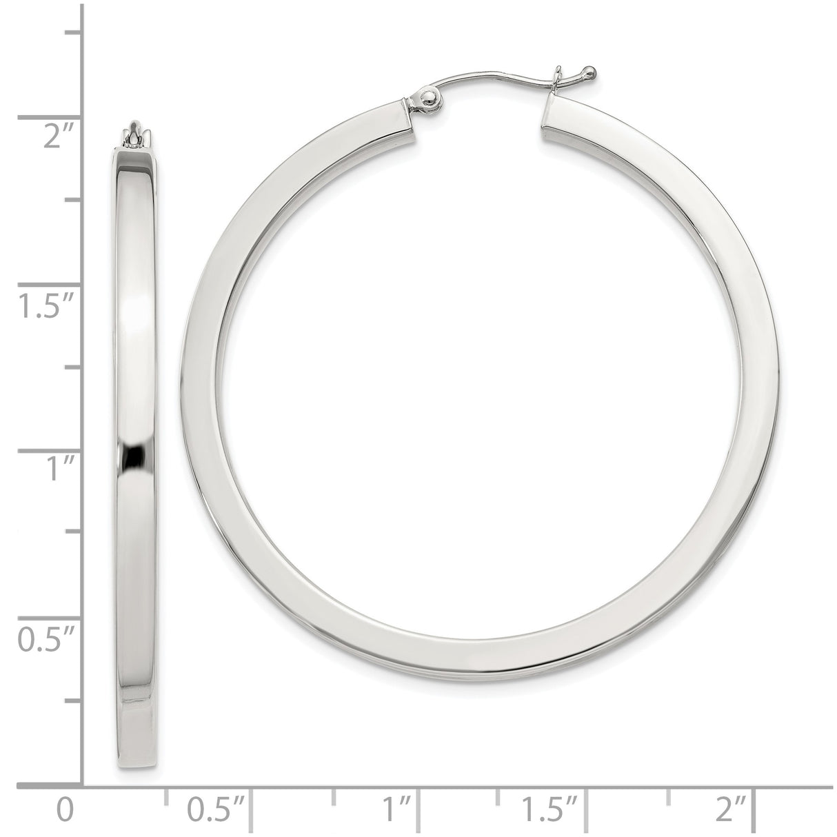 Sterling Silver Hoop Earrings, Large Polished Round Hoops, Minimalist Classic Style