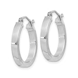 Sterling Silver Hoop Earrings, Lightweight Flat Edge with Polished Finish, Modern Square Tube Style