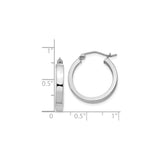 Sterling Silver Hoop Earrings, Lightweight Flat Edge with Polished Finish, Modern Square Tube Style