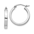 Sterling Silver Hoop Earrings, Lightweight Flat Edge with Polished Finish, Modern Square Tube Style
