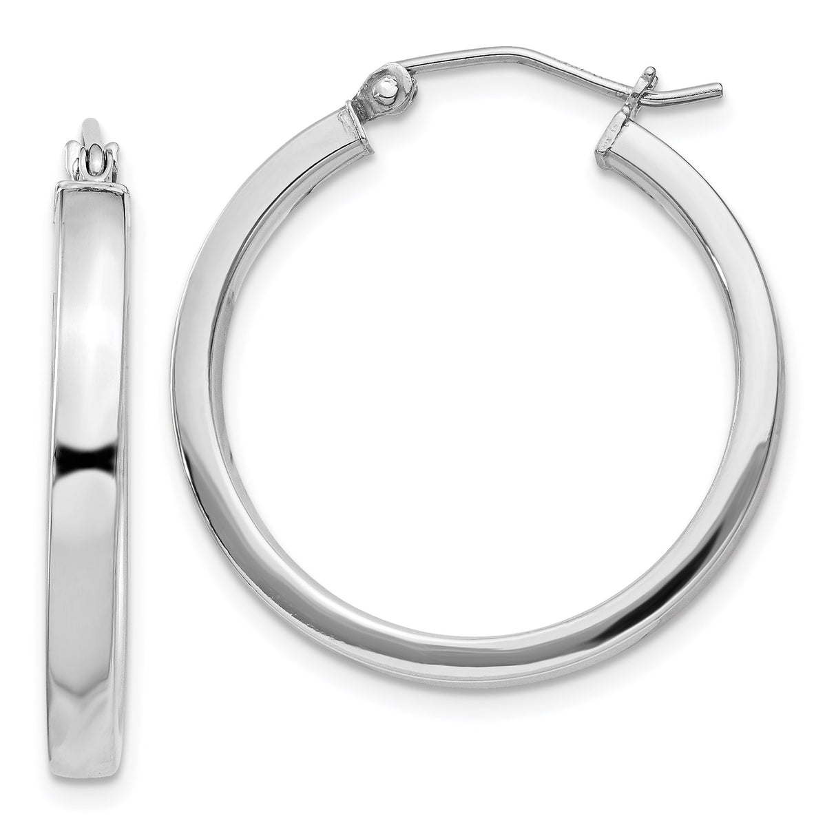 Sterling Silver Hoop Earrings, Classic Round High-Polish Lightweight Tube Style for Women
