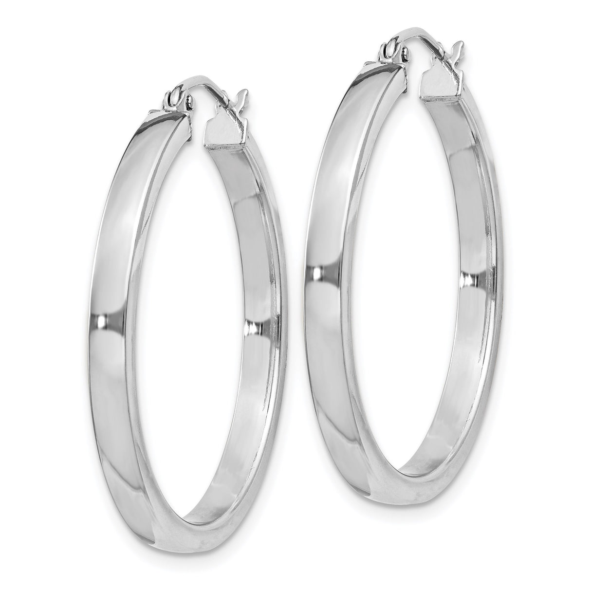Sterling Silver Hoop Earrings, Polished Finish, Minimalist Latch Back Design for Women