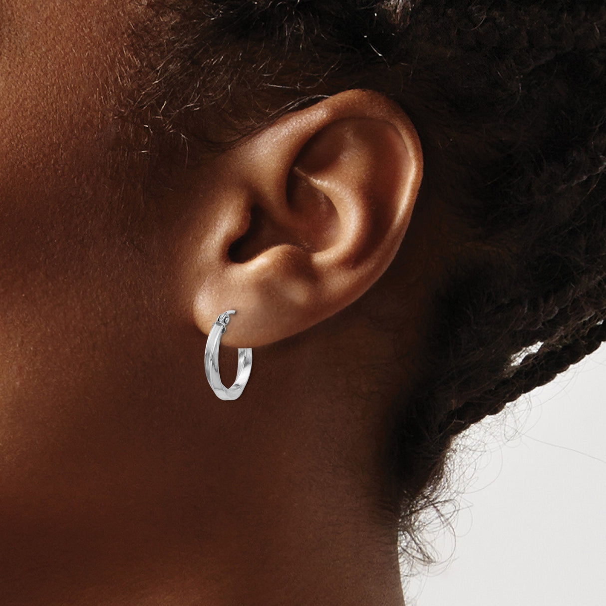 Sterling Silver Hoop Earrings with Polished Twisted Design, Lightweight and Textured Finish