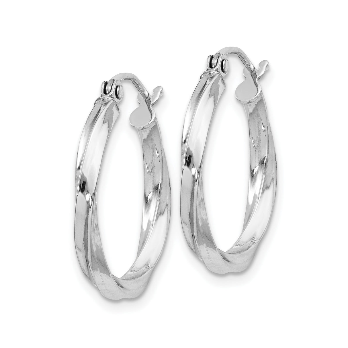Sterling Silver Hoop Earrings with Twisted Swirl Design and Polished Finish for Women