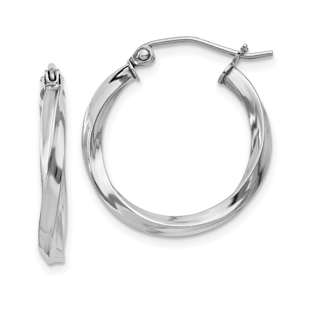 Sterling Silver Hoop Earrings with Twisted Swirl Design and Polished Finish for Women