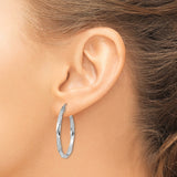 Sterling Silver Twisted Hoop Earrings with Polished Finish and Latch Back Closure