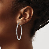 Sterling Silver Hoop Earrings, Large Twisted Design with Smooth Polished Finish