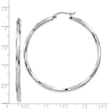 Sterling Silver Twisted Hoop Earrings, Lightweight Rhodium Plated, Classic Minimalist Style
