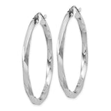 Sterling Silver Twisted Hoop Earrings with Polished Finish and Wave Design