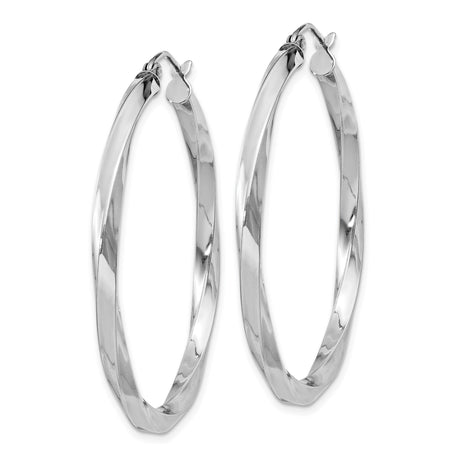 Sterling Silver Twisted Hoop Earrings with Polished Finish and Wave Design