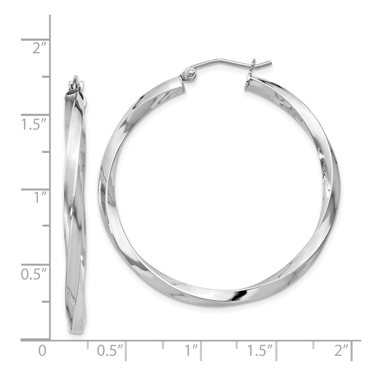 Sterling Silver Twisted Hoop Earrings with Polished Finish and Wave Design