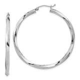 Sterling Silver Twisted Hoop Earrings with Polished Finish, Sleek Modern Minimalist Style for Women