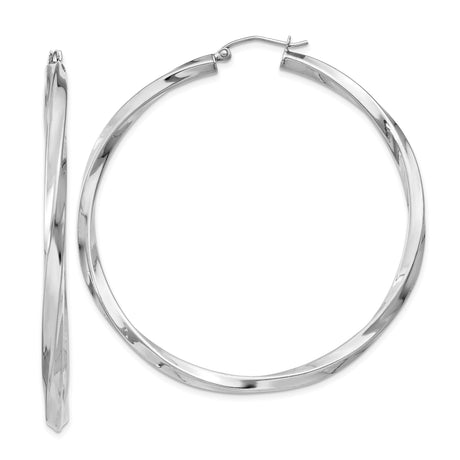 Sterling Silver Twisted Hoop Earrings, Lightweight Textured Round Design for Women