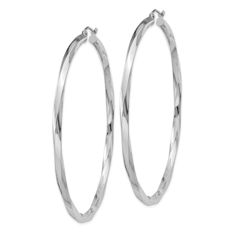 Sterling Silver Twisted Hoop Earrings, Lightweight Polished Modern Design for Women