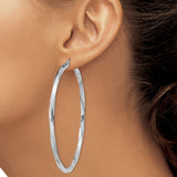 Sterling Silver Twisted Hoop Earrings, Lightweight Polished Modern Design for Women
