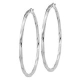 Sterling Silver Hoop Earrings, Large Twisted Design, Lightweight Polished Modern Style