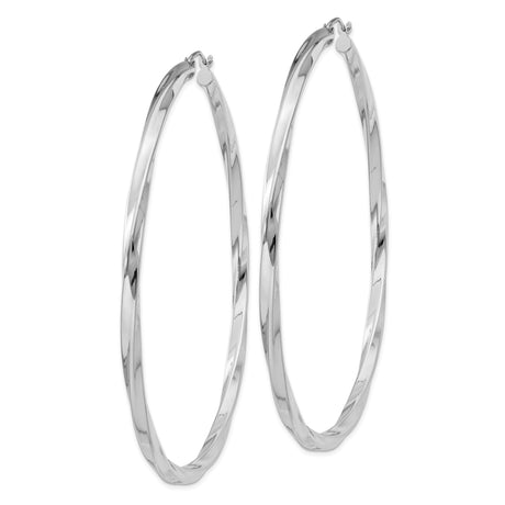 Sterling Silver Hoop Earrings, Large Twisted Design, Lightweight Polished Modern Style