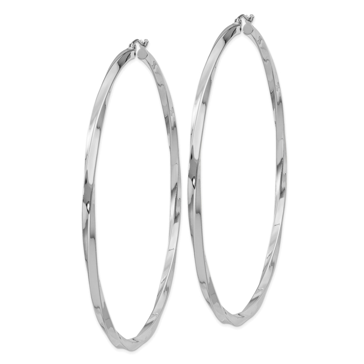 Sterling Silver Twisted Hoop Earrings, Large Lightweight Round Polished Style for Women