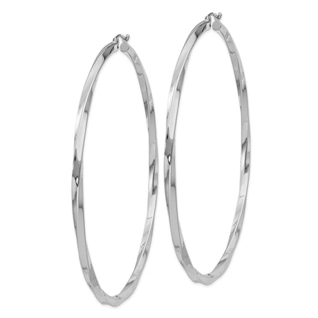 Sterling Silver Twisted Hoop Earrings, Large Lightweight Round Polished Style for Women