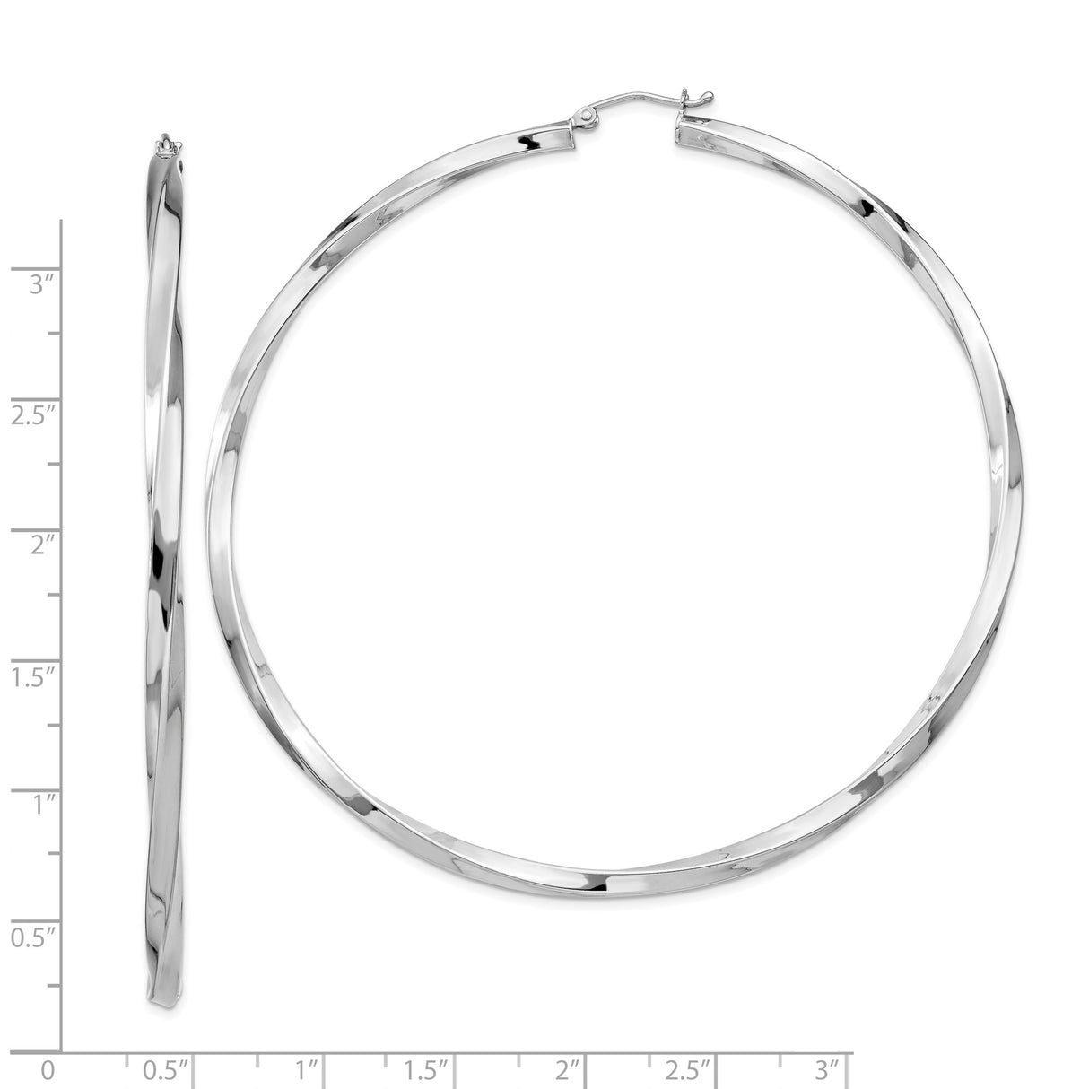 Sterling Silver Twisted Hoop Earrings, Large Lightweight Round Polished Style for Women