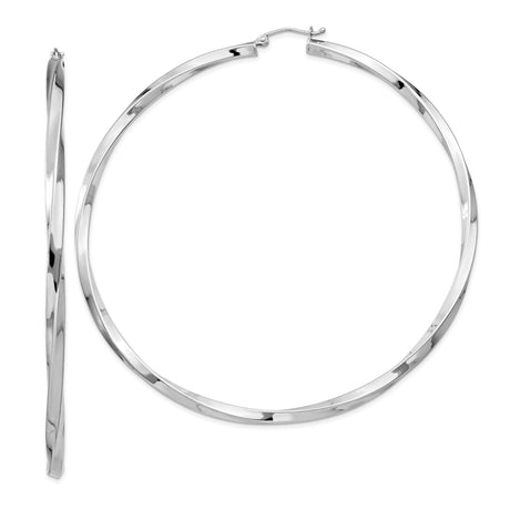 Sterling Silver Twisted Hoop Earrings, Large Lightweight Round Polished Style for Women