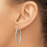Sterling Silver Hoop Earrings, Textured Brushed Finish, Lightweight Classic Round Design
