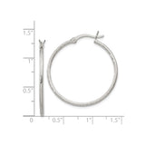 Sterling Silver Hoop Earrings, Textured Brushed Finish, Lightweight Classic Round Design