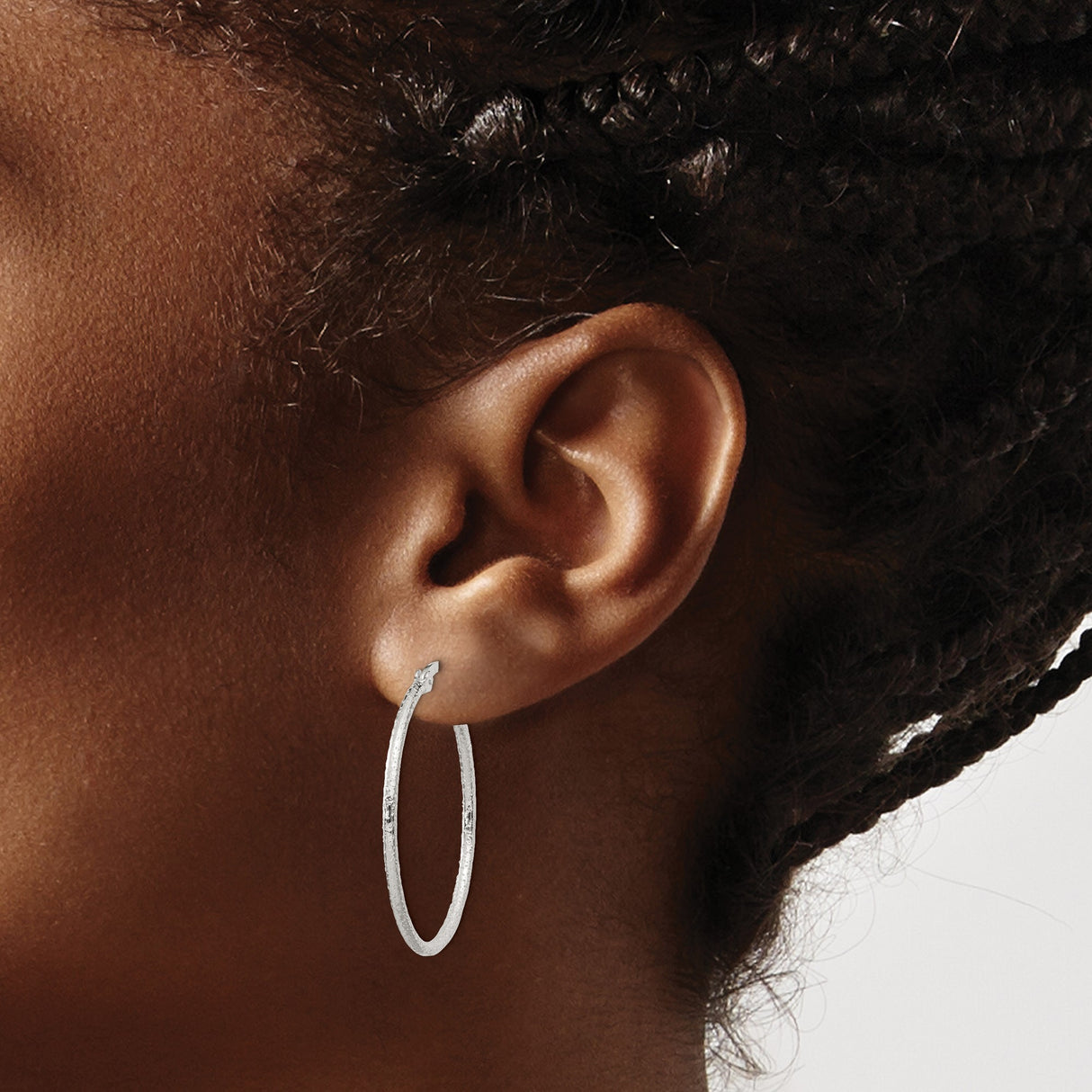 Sterling Silver Hoop Earrings with Hammered Finish, Lightweight Modern Design for Women