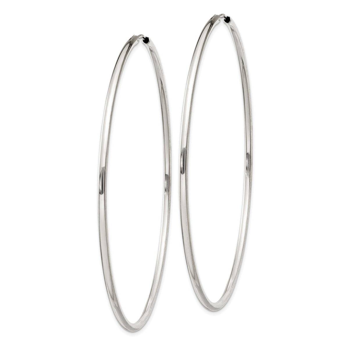 Sterling Silver Hoop Earrings, Large Endless Round Lightweight Design for Women