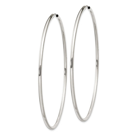 Sterling Silver Hoop Earrings, Large Endless Round Lightweight Design for Women