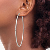 Sterling Silver Hoop Earrings, Large Endless Round Lightweight Design for Women