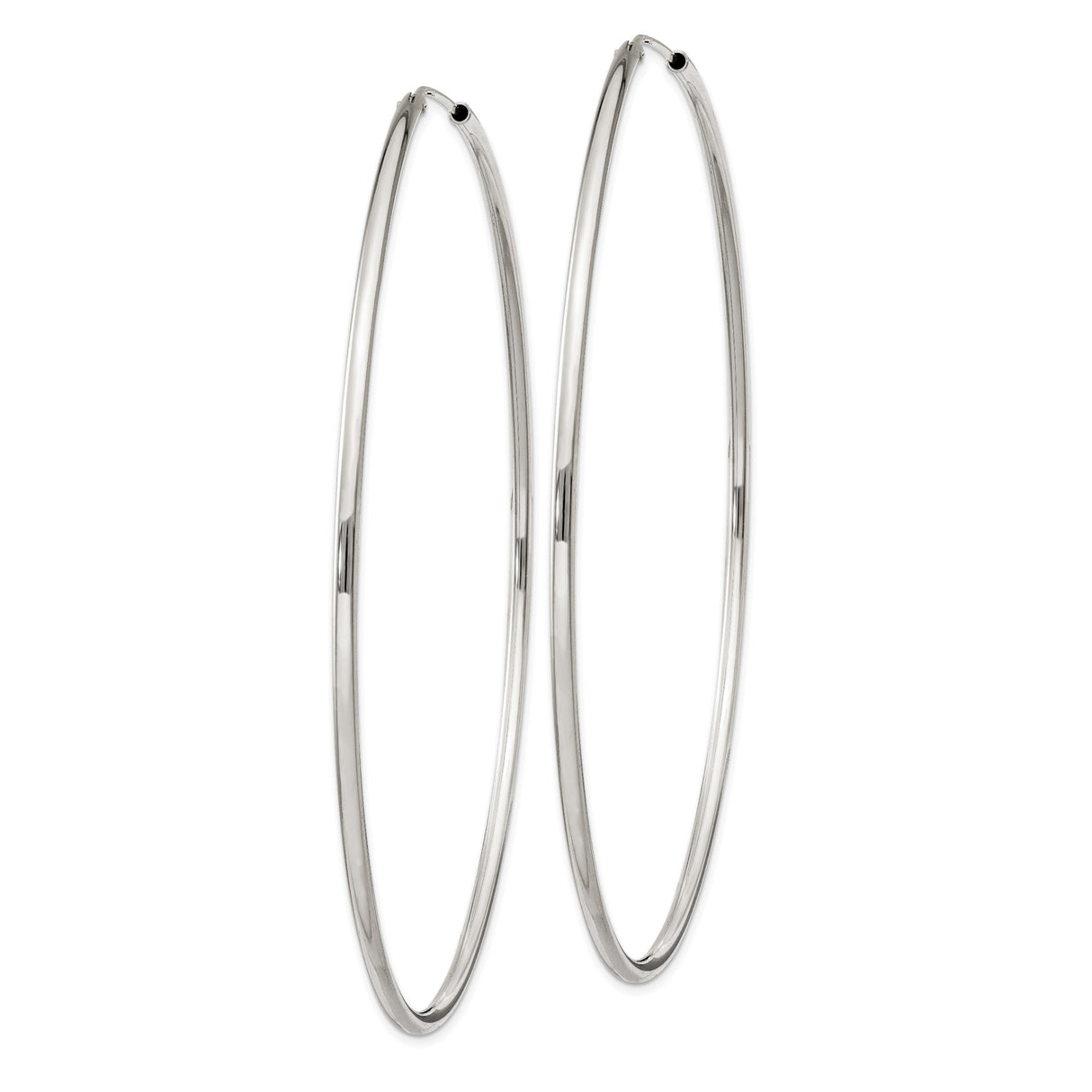 Sterling Silver Hoop Earrings, Large Polished Round Hoops with Minimalist Design for Women