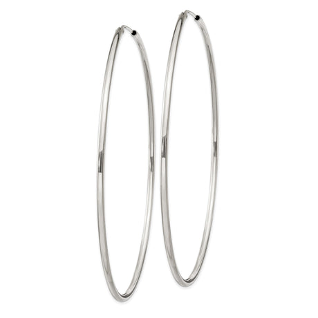 Sterling Silver Hoop Earrings, Large Polished Round Hoops with Minimalist Design for Women