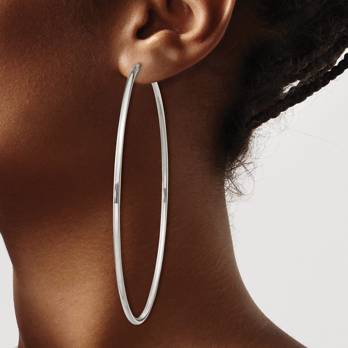 Sterling Silver Hoop Earrings, Large Polished Round Hoops with Minimalist Design for Women