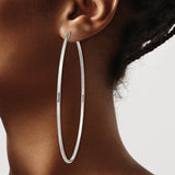 Sterling Silver Hoop Earrings, Large Polished Round Hoops with Minimalist Design for Women