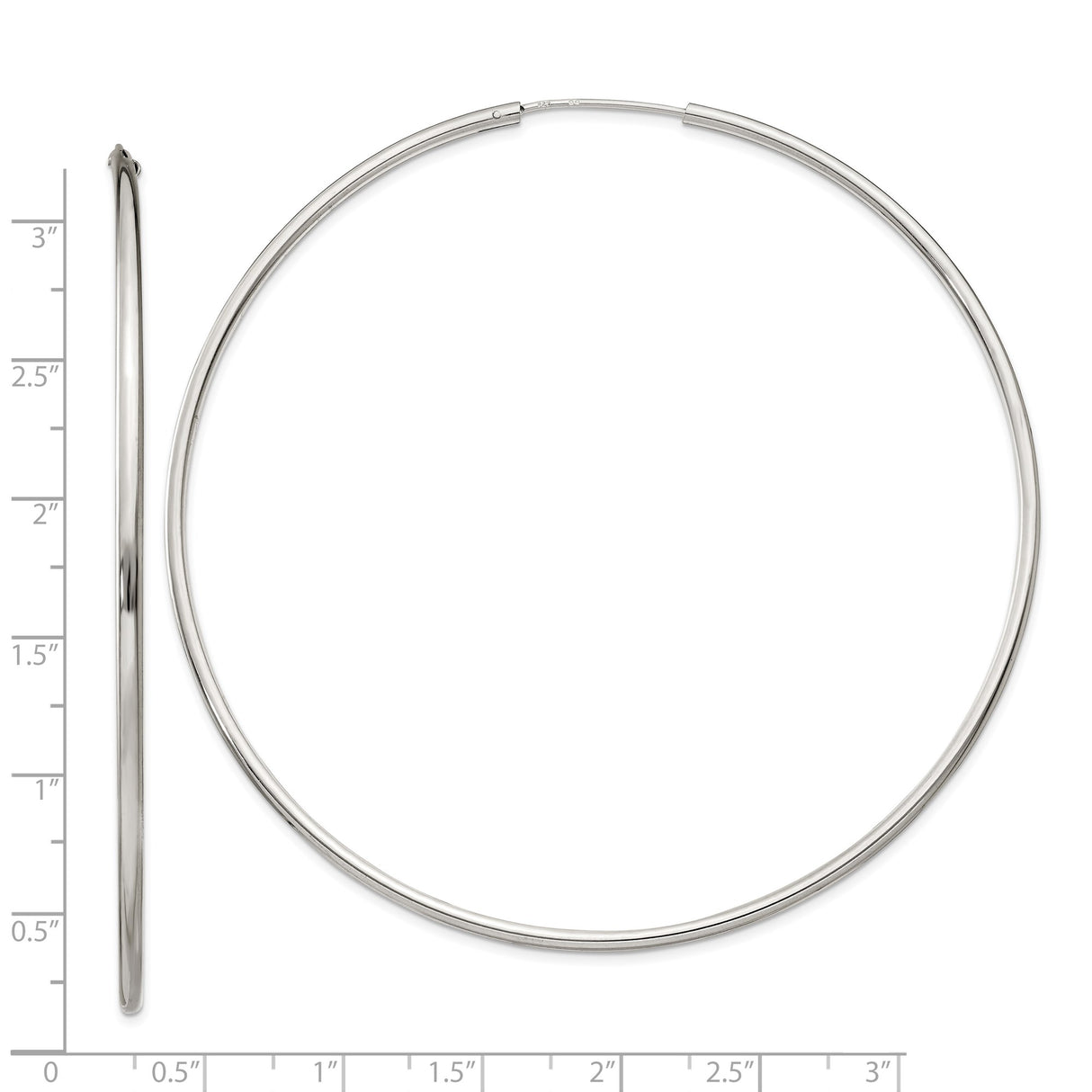 Sterling Silver Hoop Earrings, Large Polished Round Hoops with Minimalist Design for Women