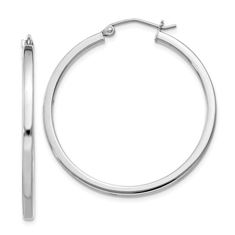 Sterling Silver Hoop Earrings, Medium to Large Round Polished Lightweight Minimalist Style
